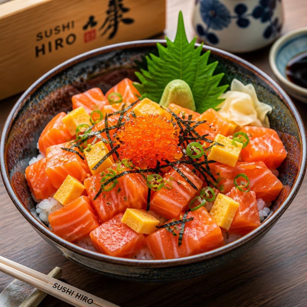 Salmon Chirashi Sushi Hiro menu chirashi salmon Jepang